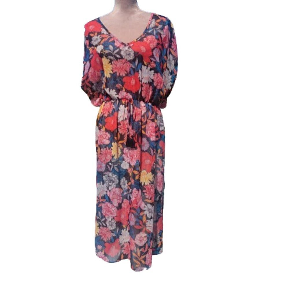 Time and Tru Flora Chiffon Midi Swimsuit Cover Up, Size L (12-14) NEW with Tag